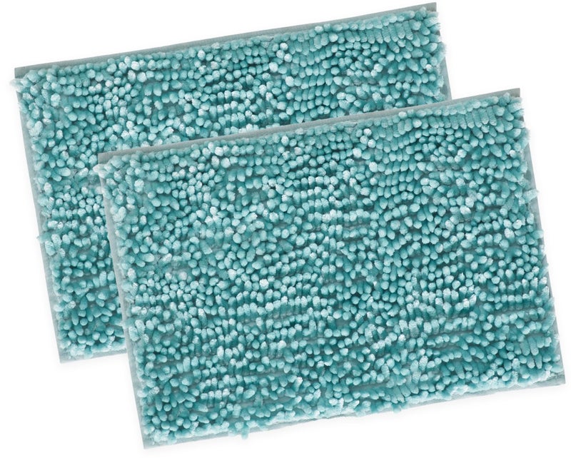Villedomo Bathmats | Machine Washable | Antiskid Bath mats | Water soak Bath mats (40 x 60 CM 2 Piece, Teal) - Image 1