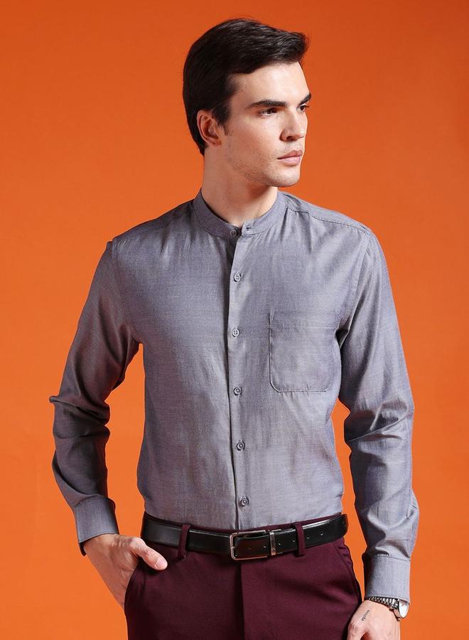 شركة المرآب الهندية قميص سادة بقصة سليم فيت - Image 1