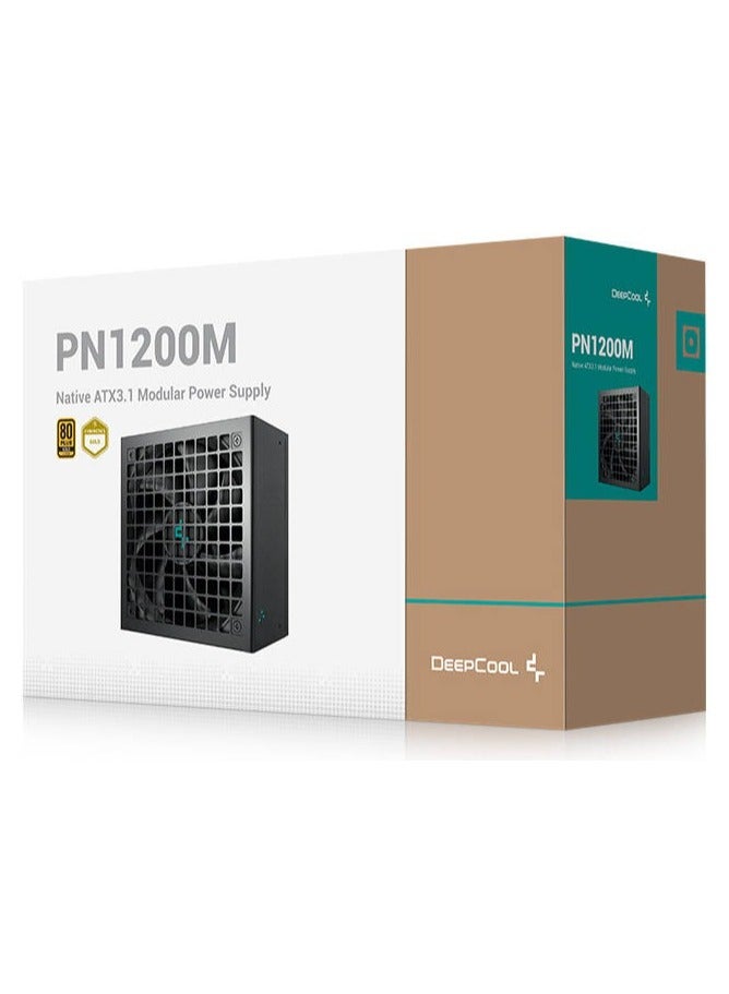 DEEPCOOL PN1200M 1200W ATX 3.1 Fully Modular Power Supply – 80 Plus Gold Certified, PCIe 5.1 Ready, 12VHPWR Connector, Japanese Capacitors, DC-to-DC Design, 135mm FDB Fan, OCP/OVP/OPP/SCP/OTP Protections – High-Performance Gaming & Workstation | R-PNC000M-FC0B-JGUK - Image 1
