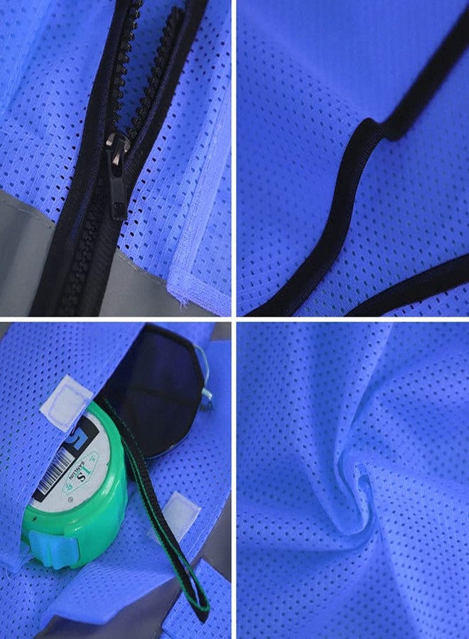 XIAKE Reflective Safety Vest for Men & Women Mesh High Visibility Vest with Pockets Meets ANSI Standards(Large,Blue) - Image 4
