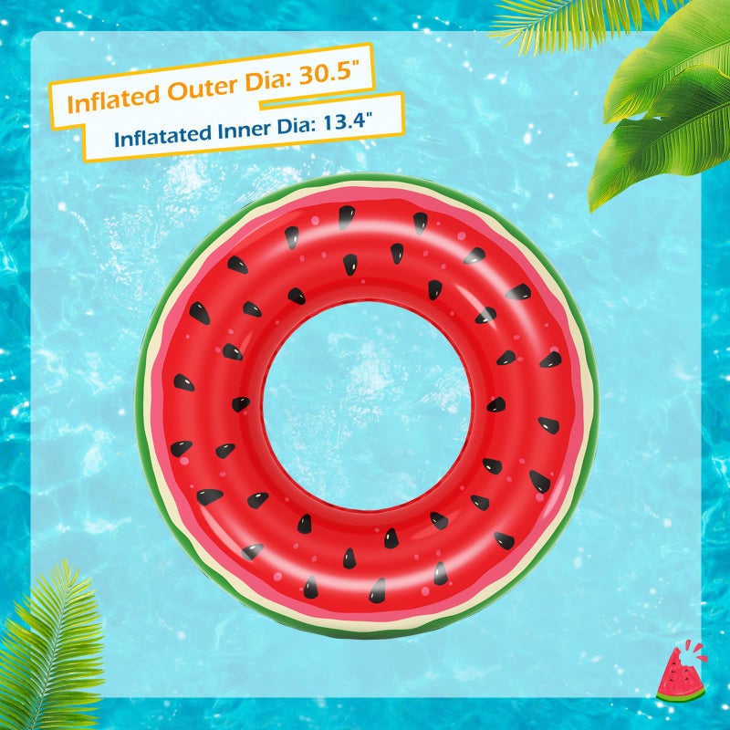 Jasonwell Inflatable Pool Floats Kids - 2 Pack Floaties Pool Tubes Swim Rings Fruit Water Floaty Watermelon Kiwi Inflatable Pool Toys Float for Swimming Pool Party Lake Beach Adults - Image 4
