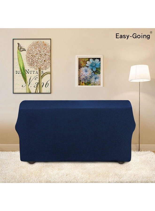 Easy-Going Easy-Going Stretch Loveseat Slipcover 1-Piece Sofa Cover Furniture Protector Couch Soft with Elastic Bottom for Kids Polyester Spandex Jacquard Fabric Small Checks (Loveseat, Navy)  - Image 2