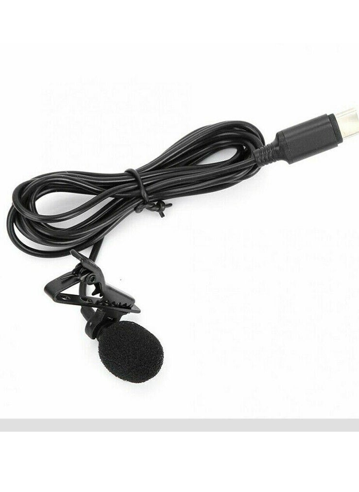 USB C Lavalier Lapel Microphone for Video Recording Mini Type C/3.5mm Clip-on Mic Plug Play Lav Mic for Android Phone PC Laptop