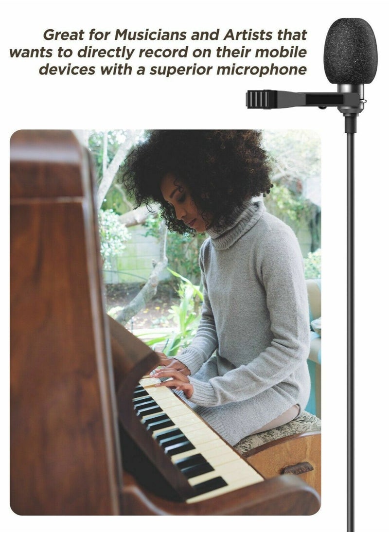 USB C Lavalier Lapel Microphone for Video Recording Mini Type C/3.5mm Clip-on Mic Plug Play Lav Mic for Android Phone PC Laptop