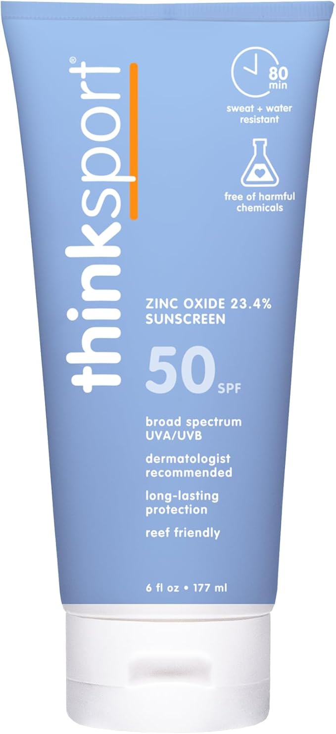 ThinkSport Sunscreen 50 SPF 177ml 6oz Safer Zinc Oxide Mineral Formulation Ideal for all Sport and Outdoor Pursuits NonToxic Ingredients - Image 1