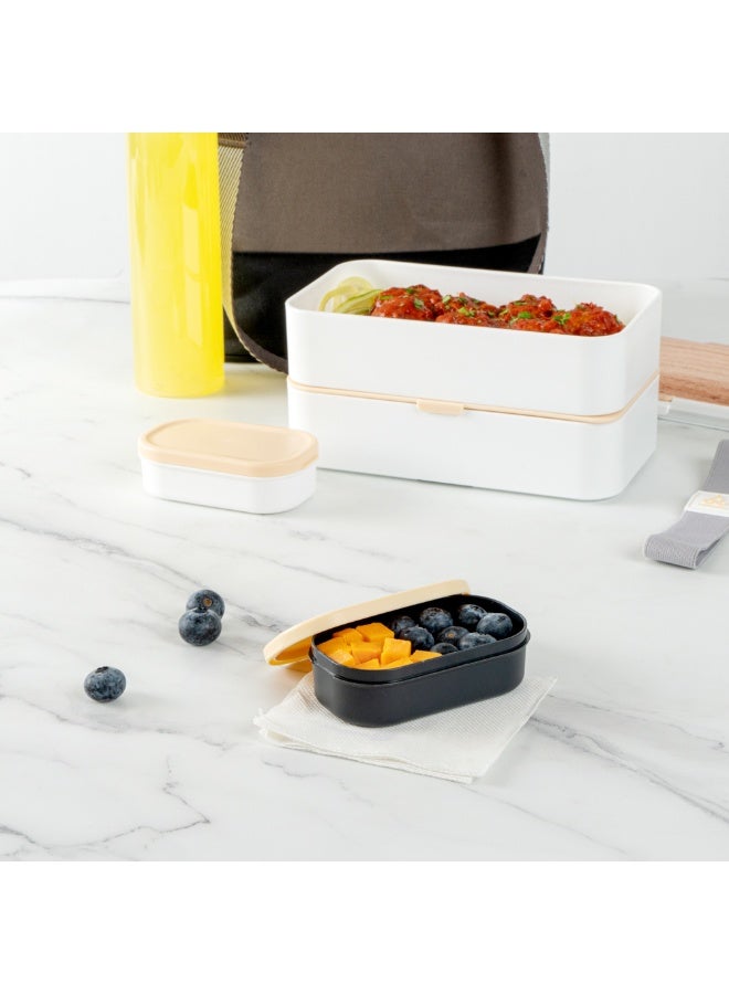 Restaurantware Bento Tek 3.7 x 2.2 x 1.1 Inch Sauce Containers, 4 Black Dipping Sauce Cups With Lids - With Beige Lid, Microwavable, Plastic Small Lunchbox Containers, Freezable, Dishwashable - Image 3