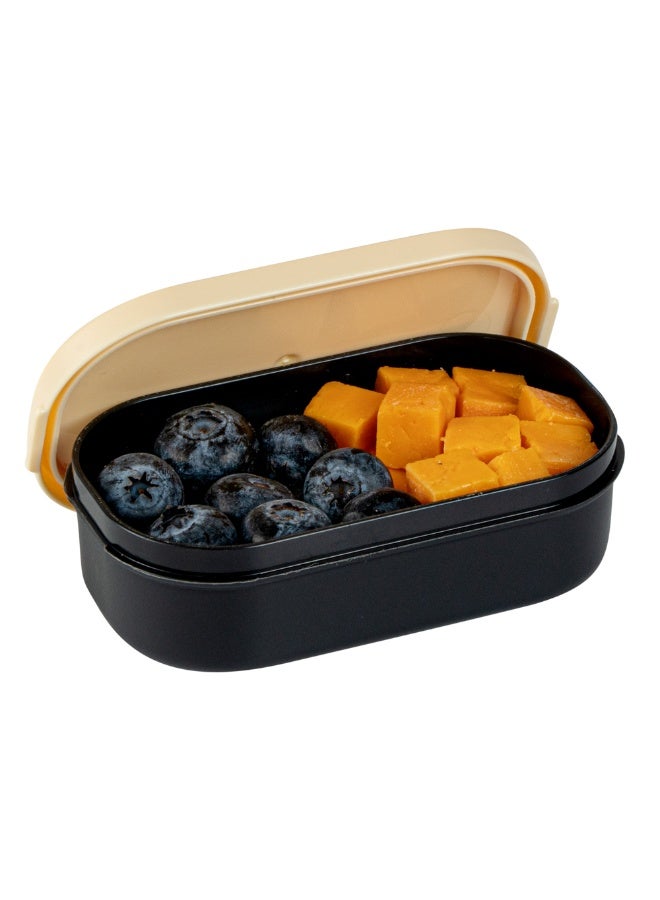 Restaurantware Bento Tek 3.7 x 2.2 x 1.1 Inch Sauce Containers, 4 Black Dipping Sauce Cups With Lids - With Beige Lid, Microwavable, Plastic Small Lunchbox Containers, Freezable, Dishwashable - Image 2