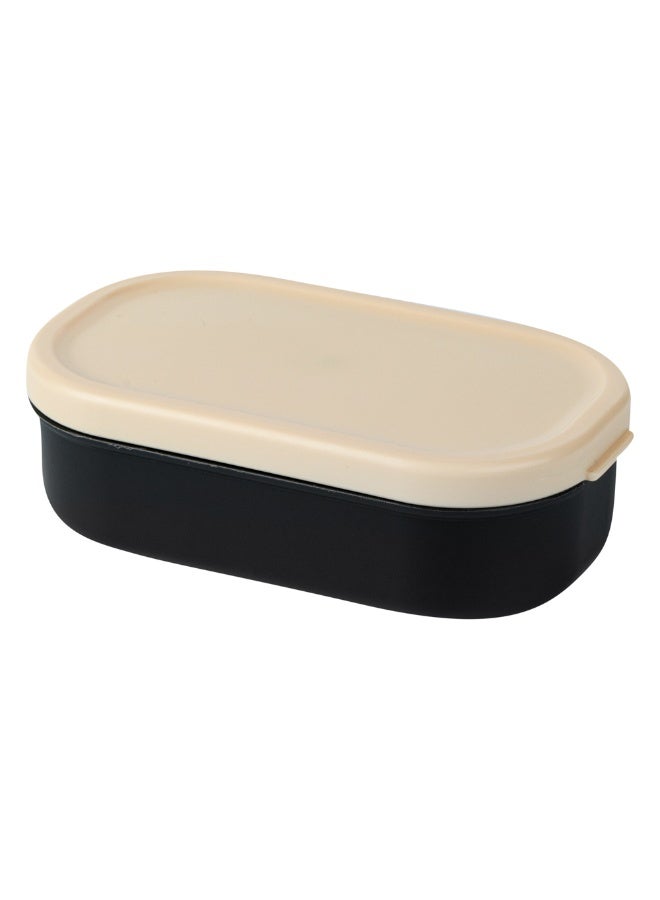 Restaurantware Bento Tek 3.7 x 2.2 x 1.1 Inch Sauce Containers, 4 Black Dipping Sauce Cups With Lids - With Beige Lid, Microwavable, Plastic Small Lunchbox Containers, Freezable, Dishwashable - Image 1