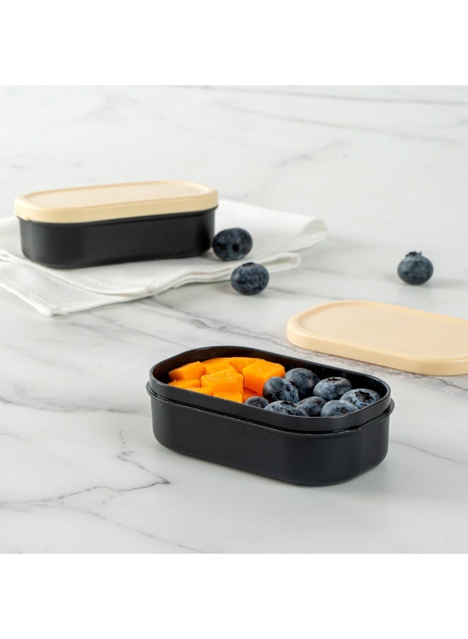 Restaurantware Bento Tek 3.7 x 2.2 x 1.1 Inch Sauce Containers, 4 Black Dipping Sauce Cups With Lids - With Beige Lid, Microwavable, Plastic Small Lunchbox Containers, Freezable, Dishwashable - Image 4