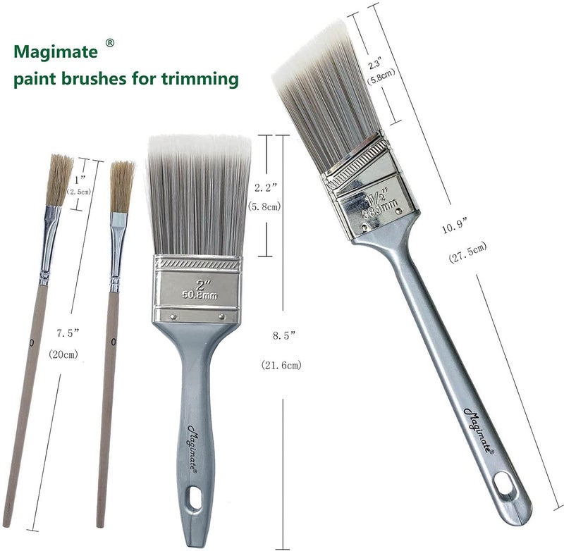 Magimate Paint Roller Brushes Set Featuring Smooth Roller Covers, Threaded Roller Handle, Sturdy Paint Tray and Assorted Paint Brushes, for Household Painting Application - 9 Inch Paint Roller Kit - Image 2