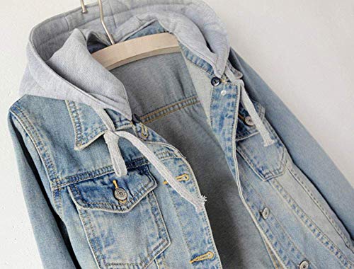 LifeShe Women's Casual Detachable Hoodie Denim Jacket - Image 4