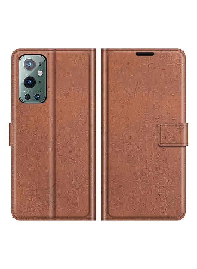 اس-توب جراب لهاتف OnePlus 9 Pro مصنوع من الجلد بتصميم عجل عتيق مع مشبك أفقي قابل للطي مع حامل وفتحات للبطاقات ومحفظة - Image 3