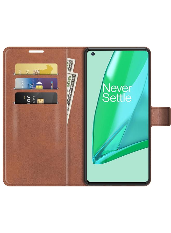 اس-توب جراب لهاتف OnePlus 9 Pro مصنوع من الجلد بتصميم عجل عتيق مع مشبك أفقي قابل للطي مع حامل وفتحات للبطاقات ومحفظة - Image 4