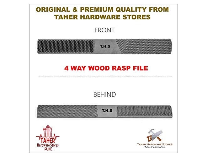 THS 4 In 1 Steel Flat Rasp File Half-round Carpentry Woodworking Hand Tool for Wood Metal Plastic (8inch/200mm) PACK OF 2 PIECES - Image 2