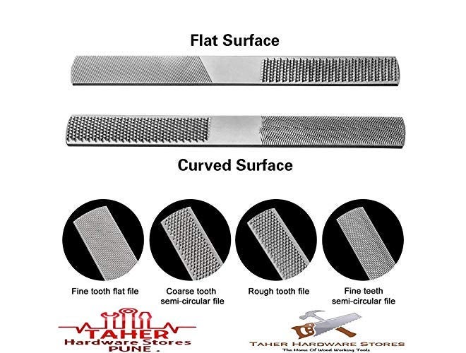 THS 4 In 1 Steel Flat Rasp File Half-round Carpentry Woodworking Hand Tool for Wood Metal Plastic (8inch/200mm) PACK OF 2 PIECES - Image 4