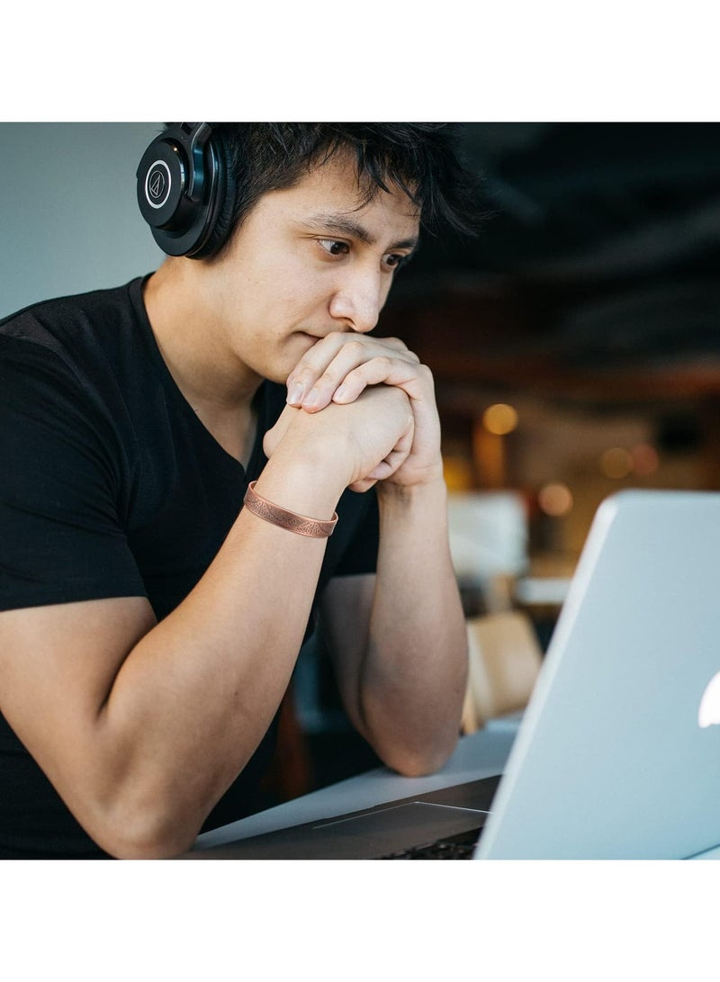 أوزيغالور سوار مغناطيسي من النحاس النقي بنسبة 99.99% نحاس نقي - تصميم شجرة الحياة، سوار سوار قابل للتعديل للرجال والنساء، 7.3 بوصة مجوهرات هدية - Image 5