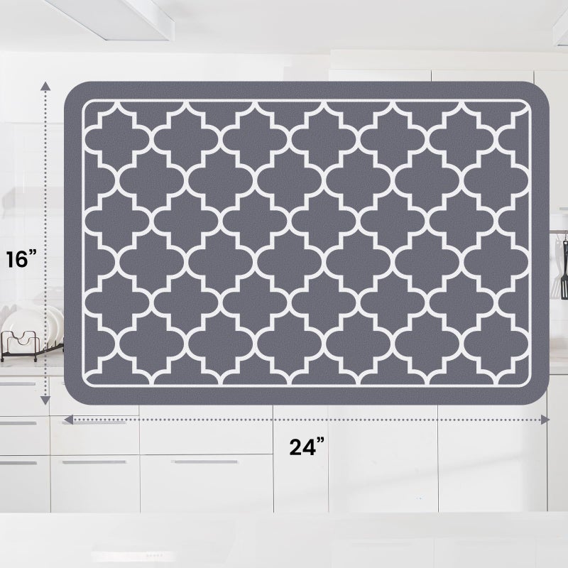 WISELIFE Dish Drying Mat Super Absorbent Drying Mat Large Dish Drying Mats for Kitchen Counter Easy Clean Dish Mat Kitchen Drying Mat16"x 24" Stylish Grey - Image 2