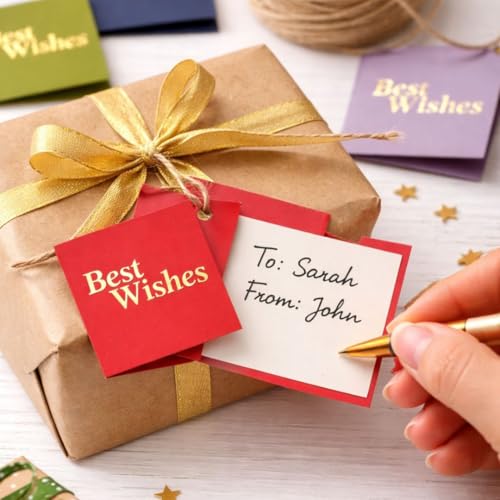SATYAM KRAFT 20 Pcs Paper Small Traditional Printed Gift Tags for Notecards, Gifting, Birthday, Anniversary,Valentine's Day, Wedding, Engagement, Thanksgiving & Festive Wishes (Best Wishes) - Image 2