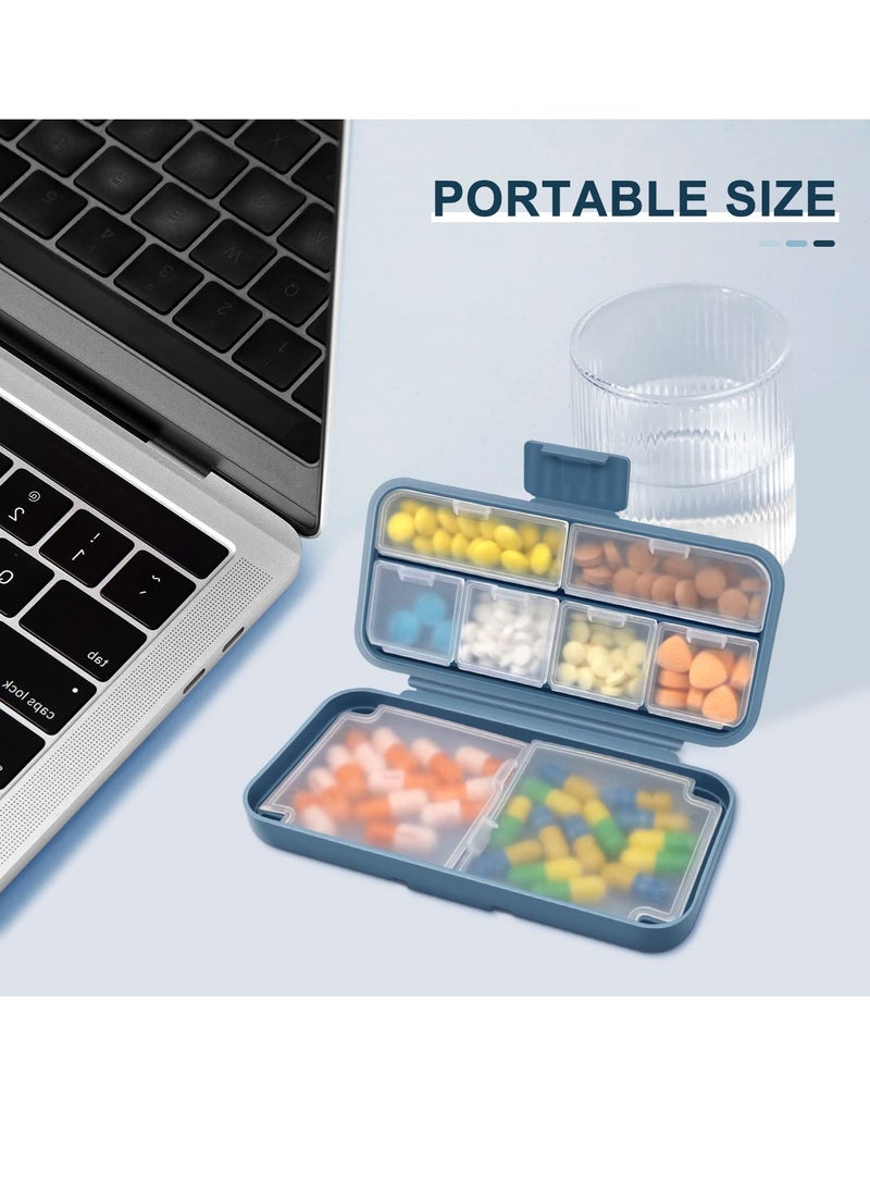 Airtight Pill Organizer Set 2 Pcs Daily Pill Dispenser Portable Travel Supplement Holder with 8 Compartments for Vitamins and Daily Medications Essential Travel Accessories - Image 5
