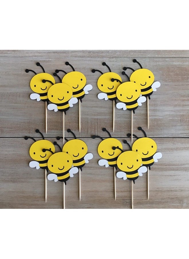Confetti Confetti! 12Pcs Bumble Bee Cupcake Toppers Oh Babee Cupcake Picks Multi Layer Honey Bee Cupcake Picks for Baby Shower Birthday Party Decorations Supplies (Multi Layer)  - Image 1