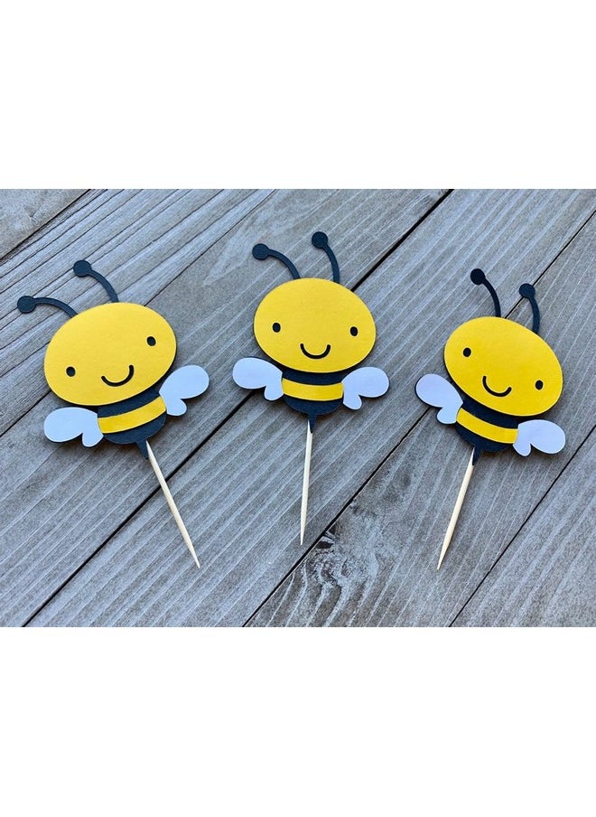 Confetti Confetti! 12Pcs Bumble Bee Cupcake Toppers Oh Babee Cupcake Picks Multi Layer Honey Bee Cupcake Picks for Baby Shower Birthday Party Decorations Supplies (Multi Layer)  - Image 3