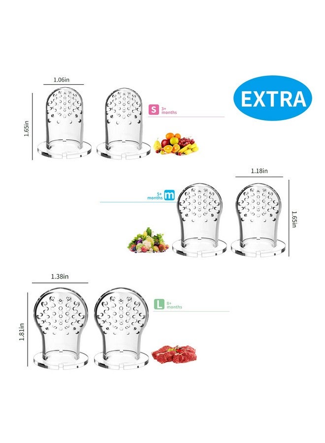 WAJIAYON Food Feeder Baby Fruit Pacifier (3 Pcs) with 6 Different Sized Silicone Pacifiers 2 PCS Dispensing Spoon 90ML Spoons Clip Infant Teething Toy -Blue - Image 5