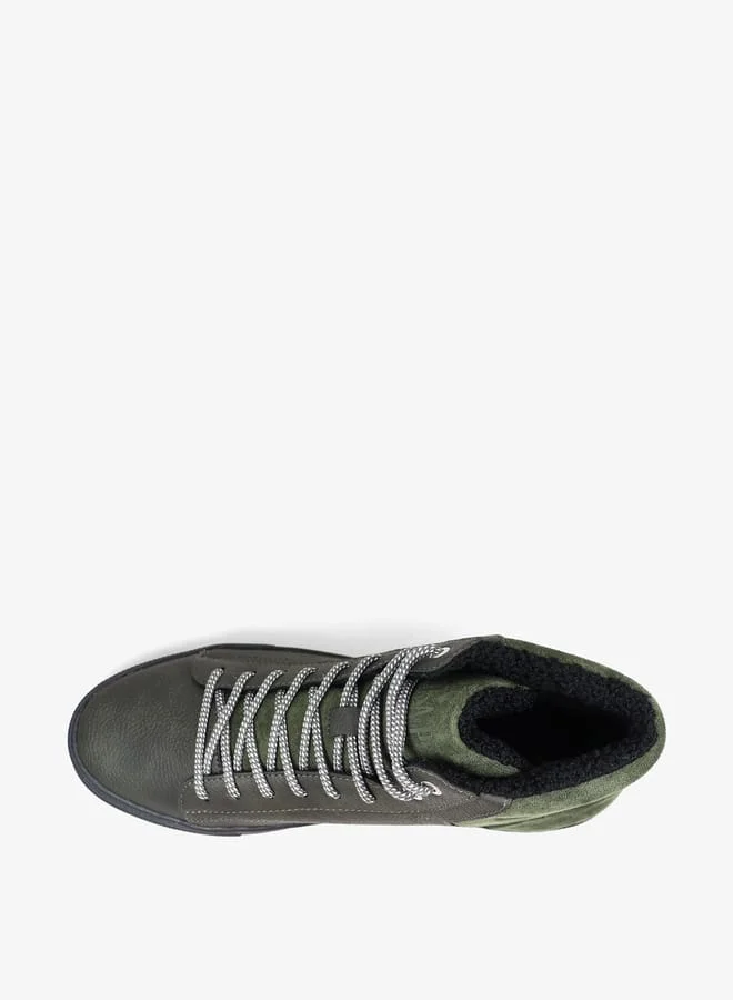 GAP Men's Panelled High Cut Sneakers with Lace-Up Closure - Portland Cup Mid M