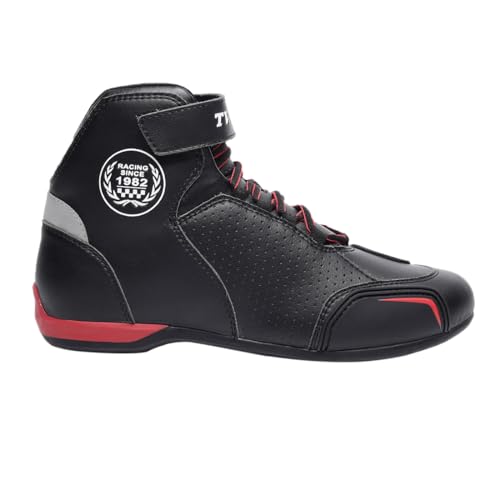 TVS Racing Ankle Length Riding Boots for Men:Waterproof Riding Shoes with Reflective Panels (Size-9/Black) - Image 1