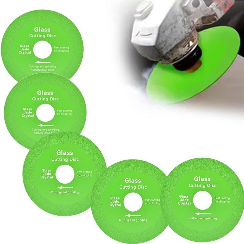 Yangtzone Glass Cutting Disc 4.5" Diamond Blade for Angle Grinder, 5pcs Ultra-Thin Glass Cutter for Bottles, Ceramic, Tile, Jade, Crystal & Wine Bottle Cutter, 7/8" Arbor Diamond Blade - Image 1