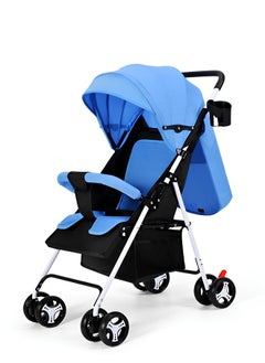 HaveDream Baby Stroller, Uv Protection Ultra-Light Multifunctional Baby Lightweight Folding Stroller, Four-Wheeled Stroller For Children That Can Sit Or Lie Down (Lake Blue)  - Image 1
