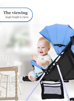 HaveDream Baby Stroller, Uv Protection Ultra-Light Multifunctional Baby Lightweight Folding Stroller, Four-Wheeled Stroller For Children That Can Sit Or Lie Down (Lake Blue)  - Image 4