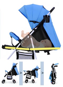 HaveDream Baby Stroller, Uv Protection Ultra-Light Multifunctional Baby Lightweight Folding Stroller, Four-Wheeled Stroller For Children That Can Sit Or Lie Down (Lake Blue)  - Image 3