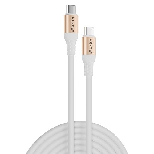 URBN Flex Cord 240W 5Amps Hyper Fast Charging Cable | Type C to C | Supports Apple Car Play & Android Auto| Super Fast Charging and Data Transfer | Silicon Coated 1.2 Meter | 2 Years Warranty (White) - Image 1