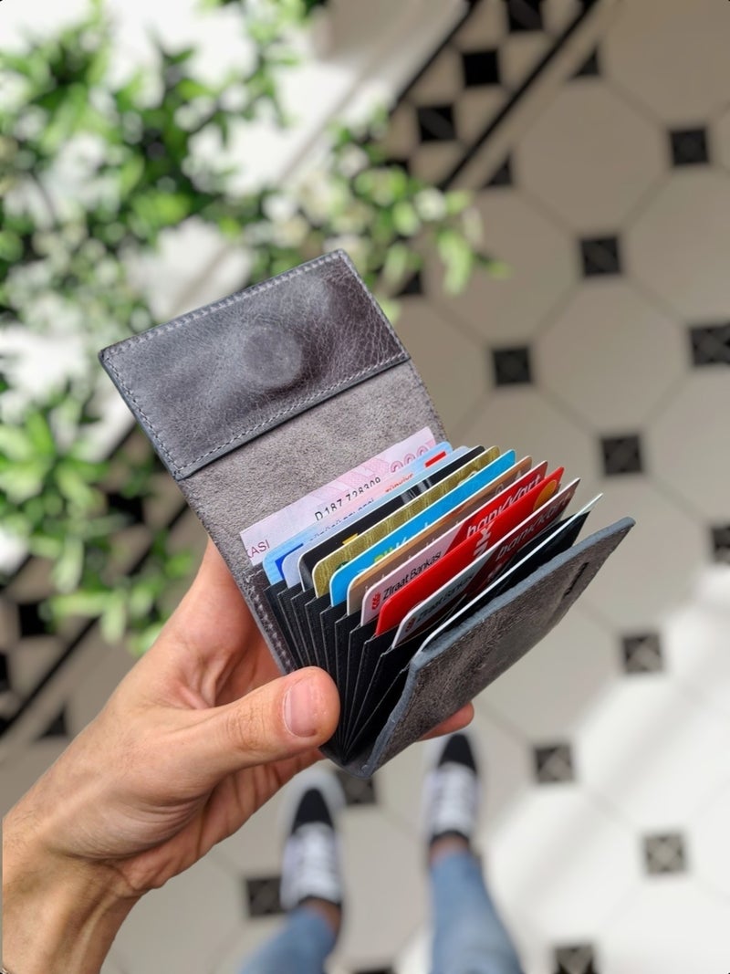 Visso Leather Visso 660 Leather Name Custom Strong Magnet Locked Accordion Fan Card Holder Wallet Men Women Bag Personalized  - Image 3