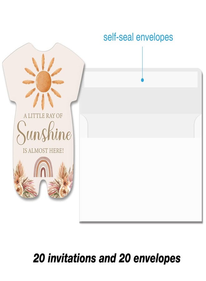 Soiceu Boho Sun Baby Shower Invitation with Envelopes Set of 20 a Little Ray of Sunshine Shaped Invitations Fill in Blank Gender Neutral Shower Party Invites - Image 5
