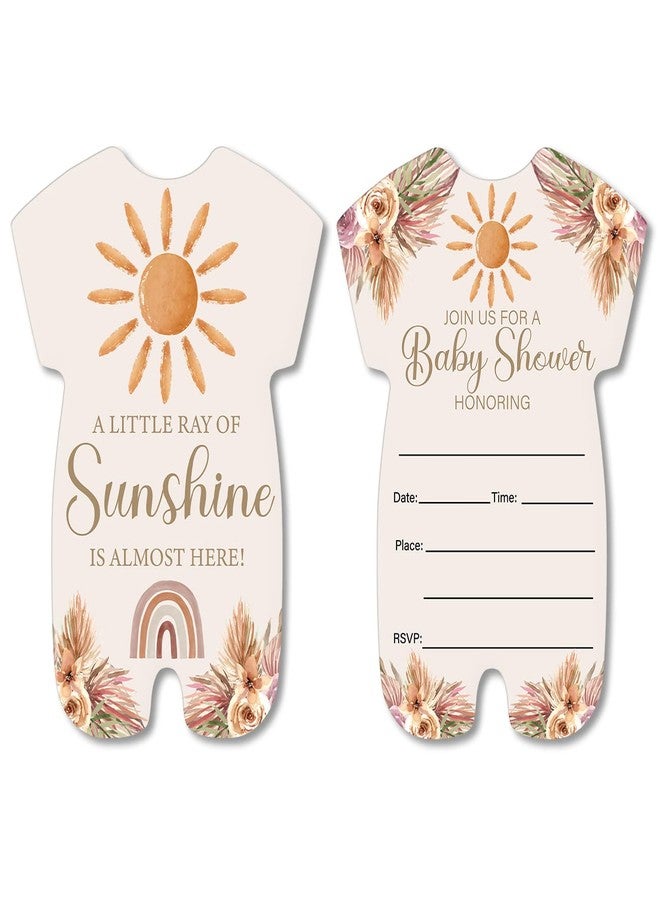 Soiceu Boho Sun Baby Shower Invitation with Envelopes Set of 20 a Little Ray of Sunshine Shaped Invitations Fill in Blank Gender Neutral Shower Party Invites - Image 1