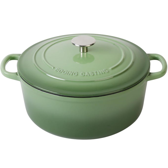 ENAMELED CAST IRON DUTCH OVEN POT WITH LID 55 QUART FOR BREAD BAKING COOKING PISTACHIO GREEN