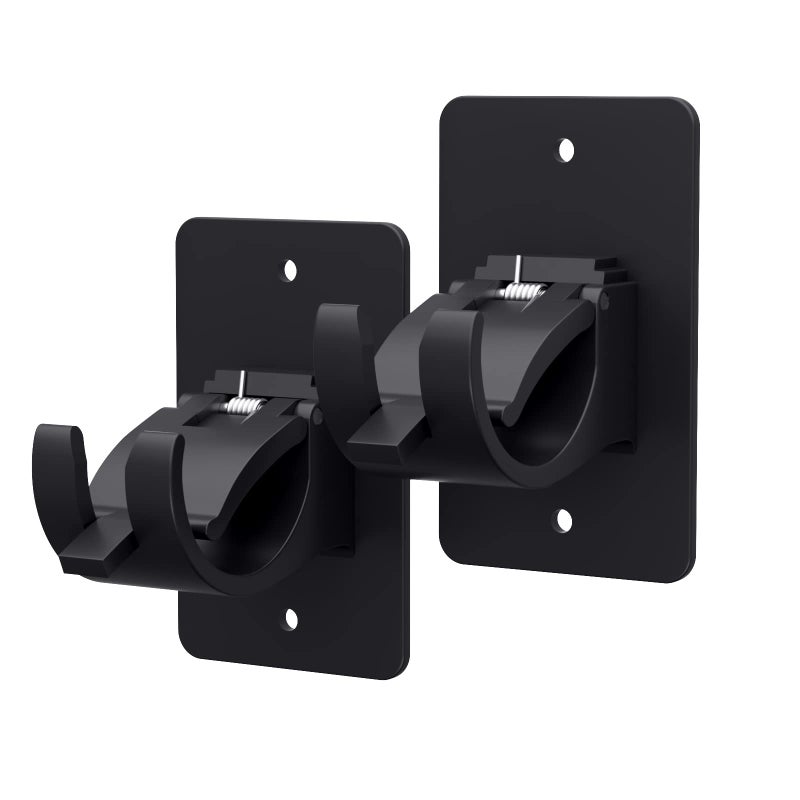 Wabboreq 2 Pieces Self Adhesive Curtain Rod Bracket, Universal Plastic Curtain Rod Holders, No Drill Curtain Rod Brackets Curtain Rod Hooks for Bathroom, Bedroom, Livingroom, Kitchen (Black) - Image 1