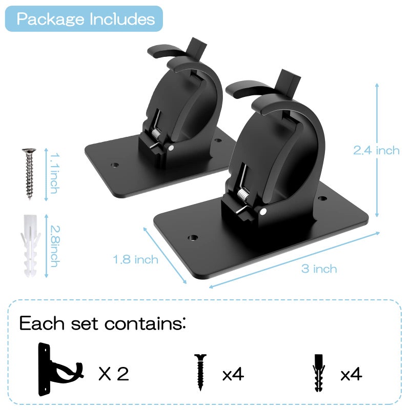 Wabboreq 2 Pieces Self Adhesive Curtain Rod Bracket, Universal Plastic Curtain Rod Holders, No Drill Curtain Rod Brackets Curtain Rod Hooks for Bathroom, Bedroom, Livingroom, Kitchen (Black) - Image 3