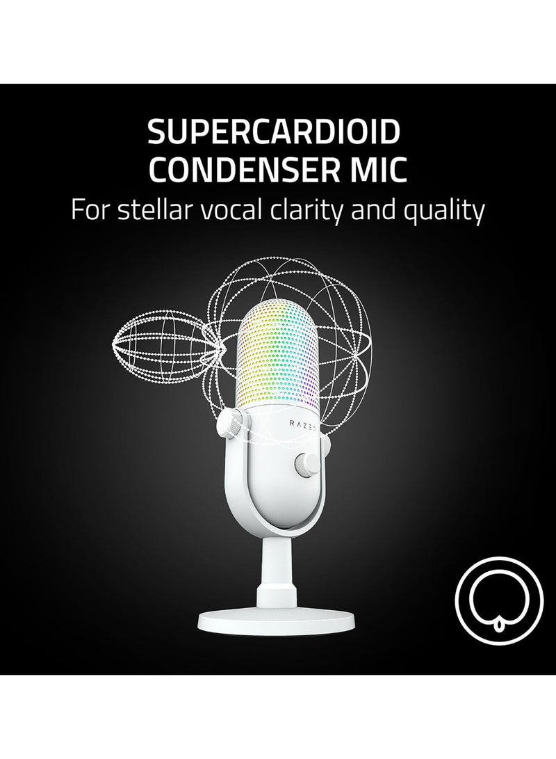 Razer Seiren V3 Chroma RGB USB Microphone: Stream & Game Reactive Lighting - Tap-to-Mute Sensor - Condenser Mic - Digital Gain Limiter & Shock Absorber - PC, Discord, OBS Studio, XSplit - White I RZ19-05060200-R3M1 - Image 3
