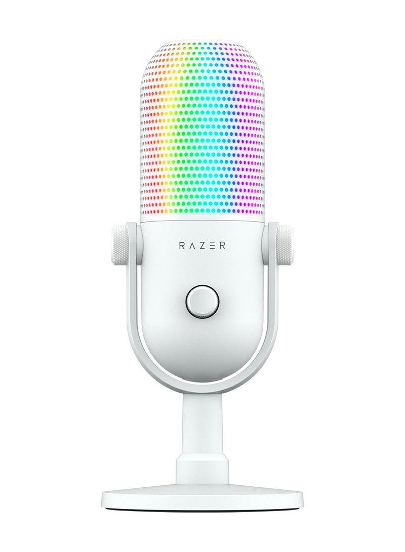 Razer Seiren V3 Chroma RGB USB Microphone: Stream & Game Reactive Lighting - Tap-to-Mute Sensor - Condenser Mic - Digital Gain Limiter & Shock Absorber - PC, Discord, OBS Studio, XSplit - White I RZ19-05060200-R3M1 - Image 1