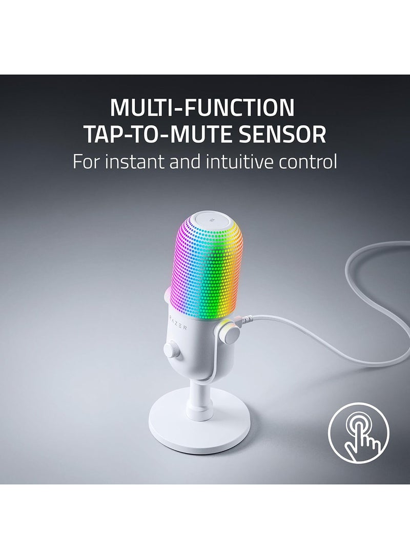 Razer Seiren V3 Chroma RGB USB Microphone: Stream & Game Reactive Lighting - Tap-to-Mute Sensor - Condenser Mic - Digital Gain Limiter & Shock Absorber - PC, Discord, OBS Studio, XSplit - White I RZ19-05060200-R3M1 - Image 2