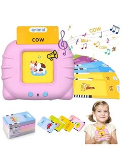 Generic Talking Flash Cards Learning Toys Kids Toddler Flash Cards Educational Toddlers Toys Reading Machine with 224 Words of English and Arabic Pronunciation Preschool Toys (Pink)  - Image 1
