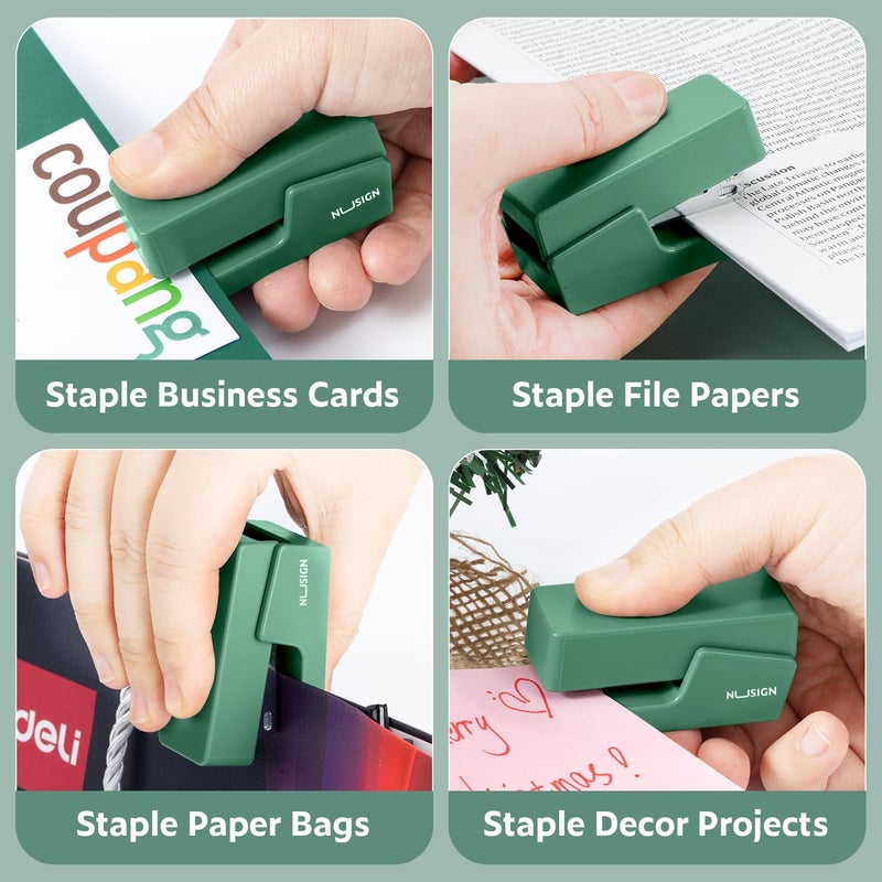 NUSIGN Mini Stapler with 830 Staples, Small Cute Desk Staplers, 25 Sheet Capacity, Green - Image 5