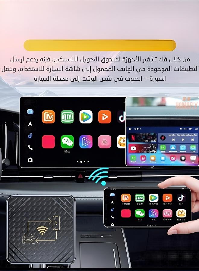محول كاربلاي واندرويد اوتو لاسلكي 2 في 1 من، صندوق ذكي للسيارة 4G بذاكرة 2GB+32GB وبلوتوث 5.0، تشغيل مباشر للسيارات المزودة بنظام سلكي - Image 4