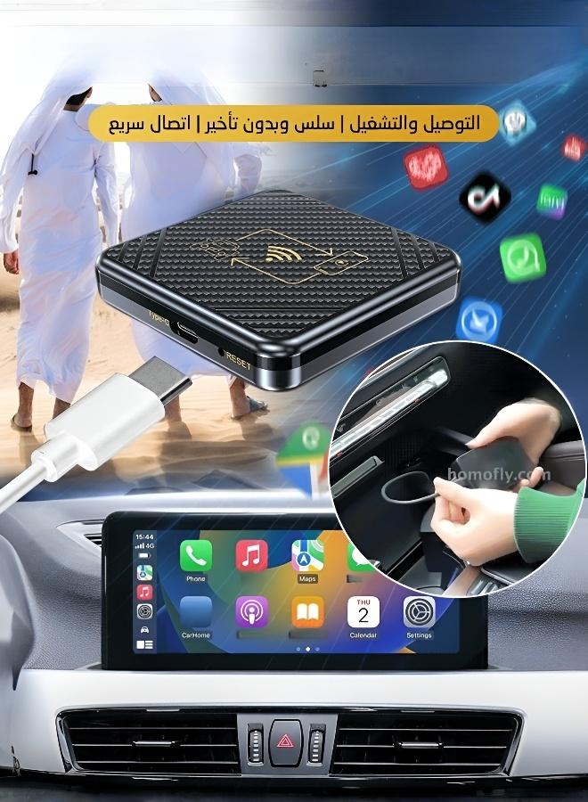 محول كاربلاي واندرويد اوتو لاسلكي 2 في 1 من، صندوق ذكي للسيارة 4G بذاكرة 2GB+32GB وبلوتوث 5.0، تشغيل مباشر للسيارات المزودة بنظام سلكي - Image 2