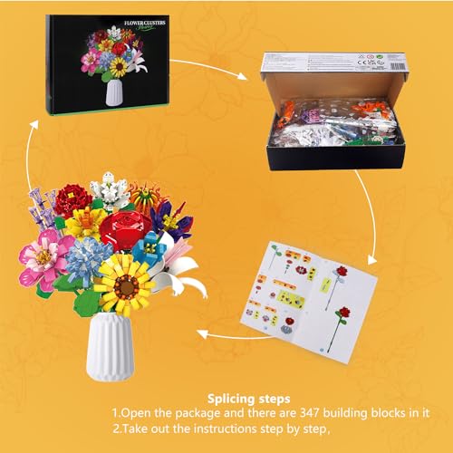 SIENON Flower Bouquet Building Blocks Set-1064PCS, 12 Kinds of Flowers Botanical Collection, Assorted Flowers Brick Toys Creative Project for Home Room Decoration Valentines’ Day Christmas Birthday - Image 2