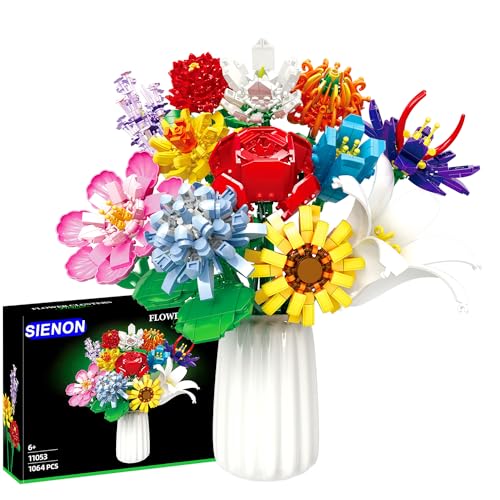 SIENON Flower Bouquet Building Blocks Set-1064PCS, 12 Kinds of Flowers Botanical Collection, Assorted Flowers Brick Toys Creative Project for Home Room Decoration Valentines’ Day Christmas Birthday - Image 1
