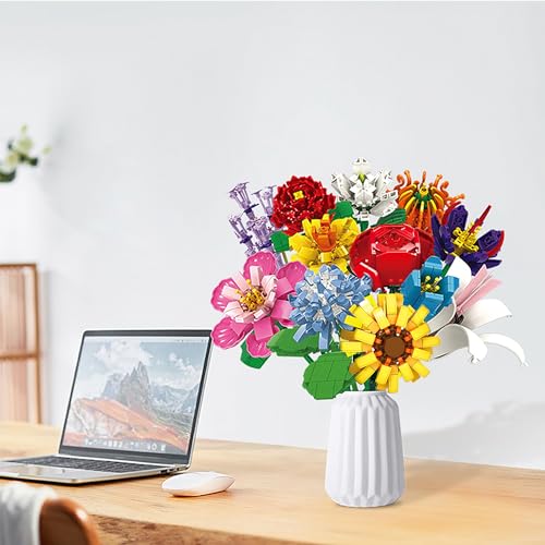 SIENON Flower Bouquet Building Blocks Set-1064PCS, 12 Kinds of Flowers Botanical Collection, Assorted Flowers Brick Toys Creative Project for Home Room Decoration Valentines’ Day Christmas Birthday - Image 4