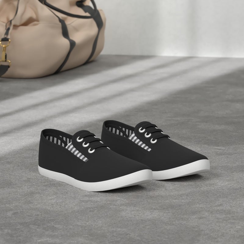 Shupua Women's Canvas Slip On Sneakers - Casual Slip On Walking Shoes - Non Slip Work Shoes (Black.us9) - Image 3